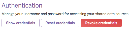 Heroku External Objects UI - 「Show credentials」 (資格情報の表示) ボタン