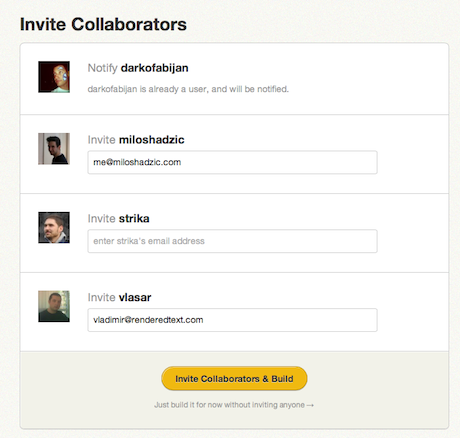 Invite your collaborators from GitHub