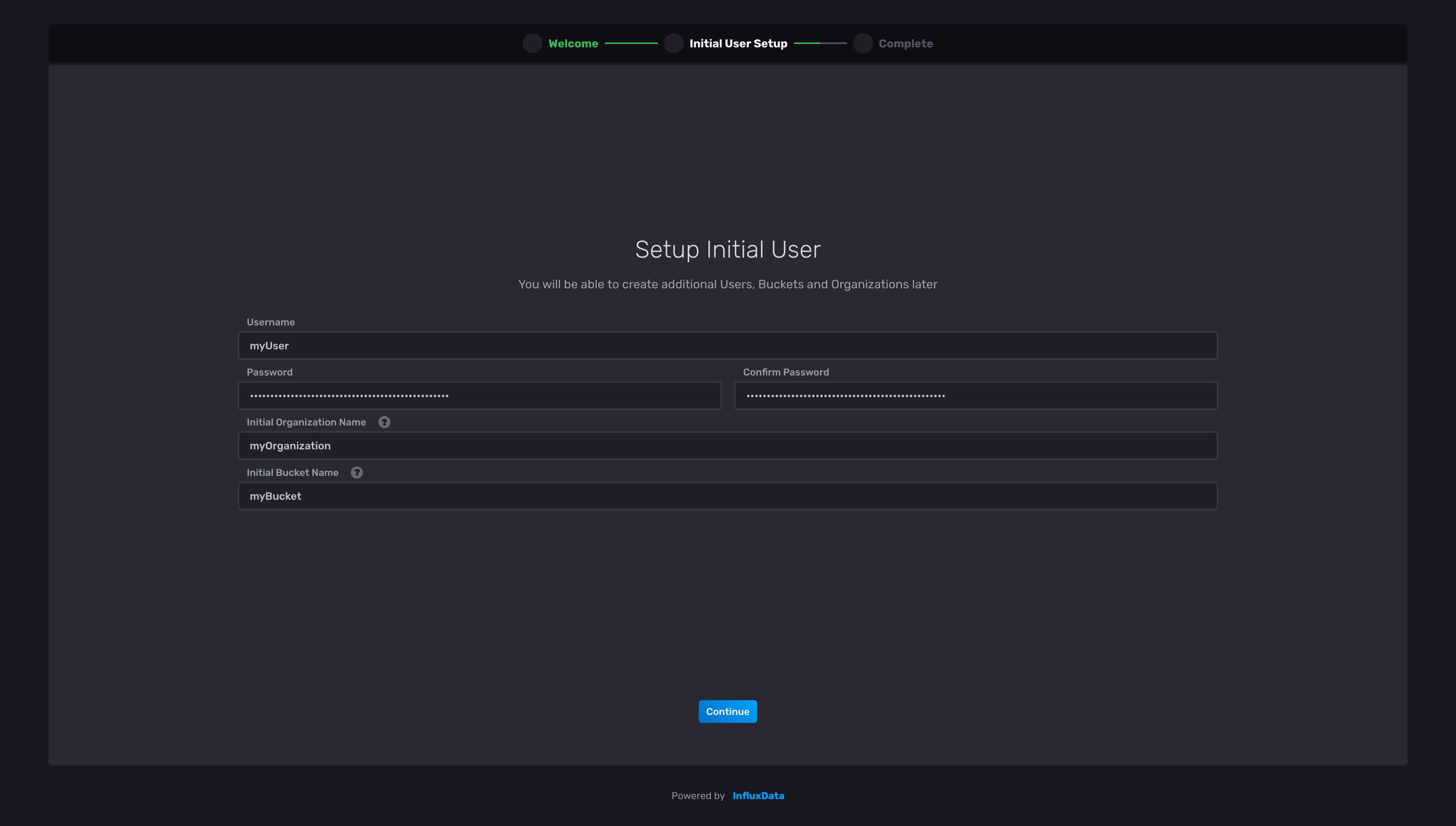 InfluxDB initial setup