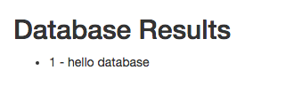 Database results are 1 hello database